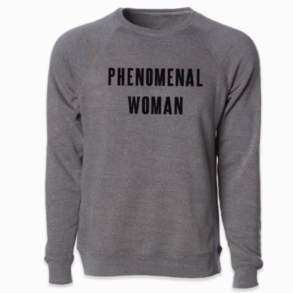 PHENOMENAL Woman’s  Heather Gray Pullover Crew Neck Sweatshirt Size S